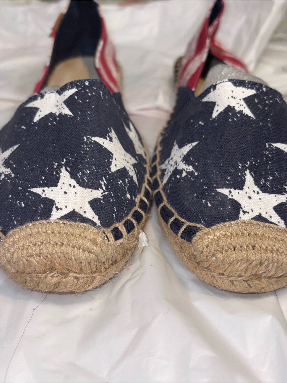 Sperry Cape Stars and Stripes espadrilles in a distressed American flag pattern. - Picture 2 of 8